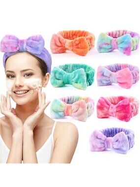 Spa Headband Set Bow Makeup Headband Face Wash Wristbands Tie Dye